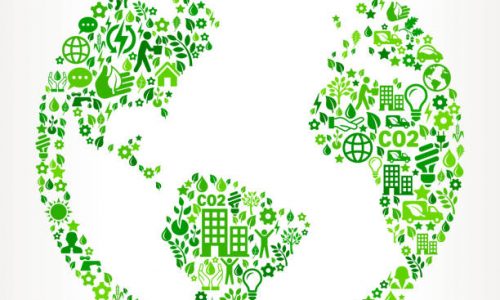 World Map Globe On Green Environmental Conservation and Nature royalty free vector interface icon pattern. This royalty free vector art features nature and environment icon set pattern. The major color is green and icons include trees, leaves, energy, light bulb, preservation, solar power and sun. Icon download includes vector art and jpg file.